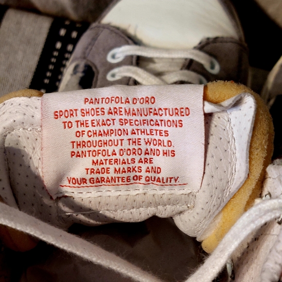 Pantofola d'Oro white & grey hi-top sneaker w sherpa trim, sz 40, EUC - Picture 12 of 16